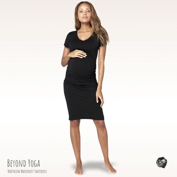 BEYOND THE BUMP BEYOND YOGA MATERNITY NORTHSTAR SHIRT DRESS IN OUTLAW NAVY BLUE - Picture 4 of 14